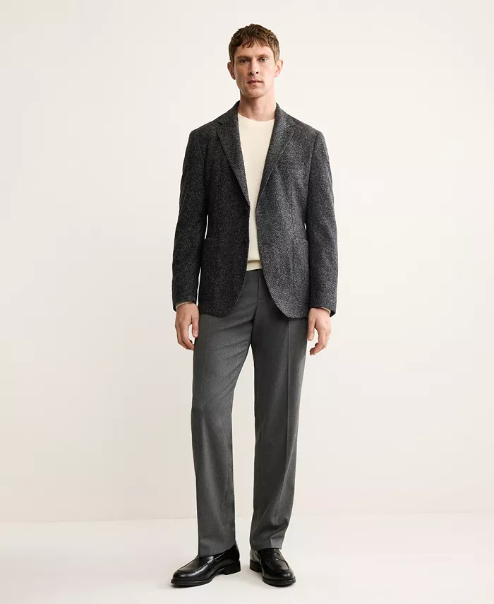 Men's Slim Fit Wool Blend Blazer - thumbnail 3