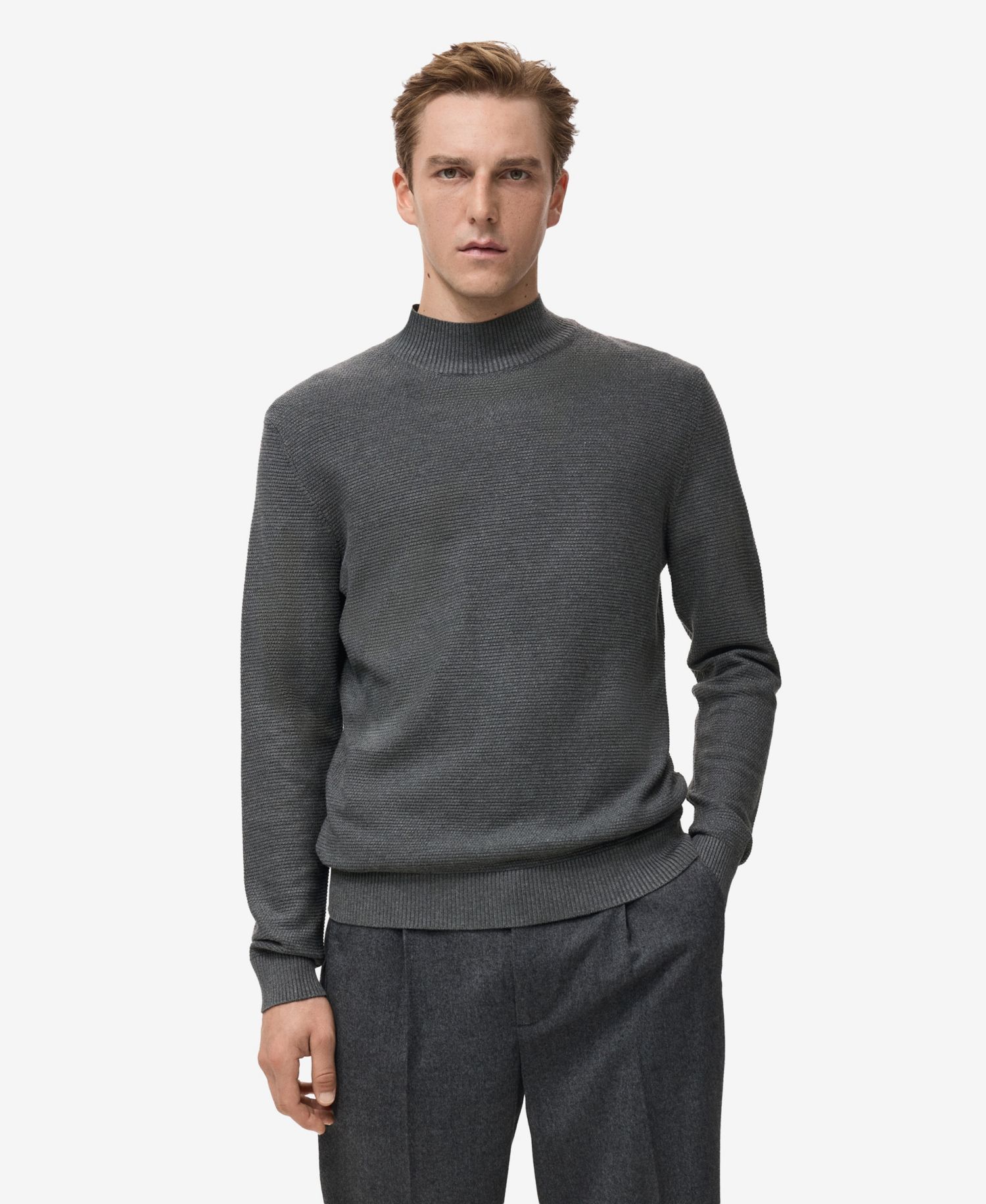Men's Structured Perkins-Neck Sweater