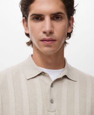 Men's Ribbed Knitted Polo Sweater
