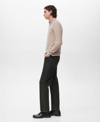 Men's Zip Neck Ribbed Sweater