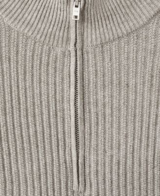 Men's Zip Neck Ribbed Sweater