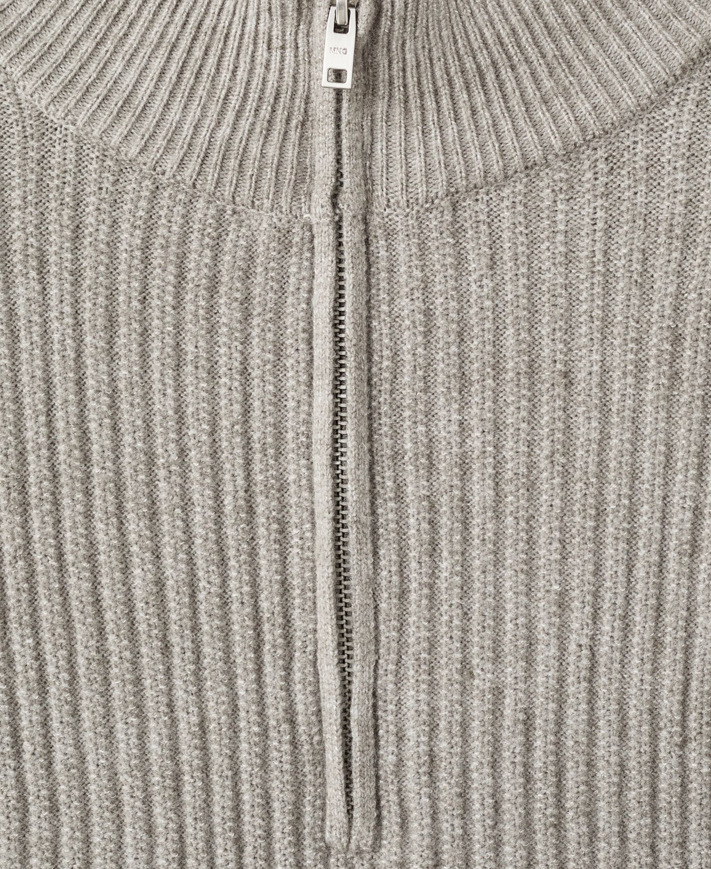Мужской свитер MANGO Zip Neck Ribbed, цвет: Пастельный зелёный — фото 6