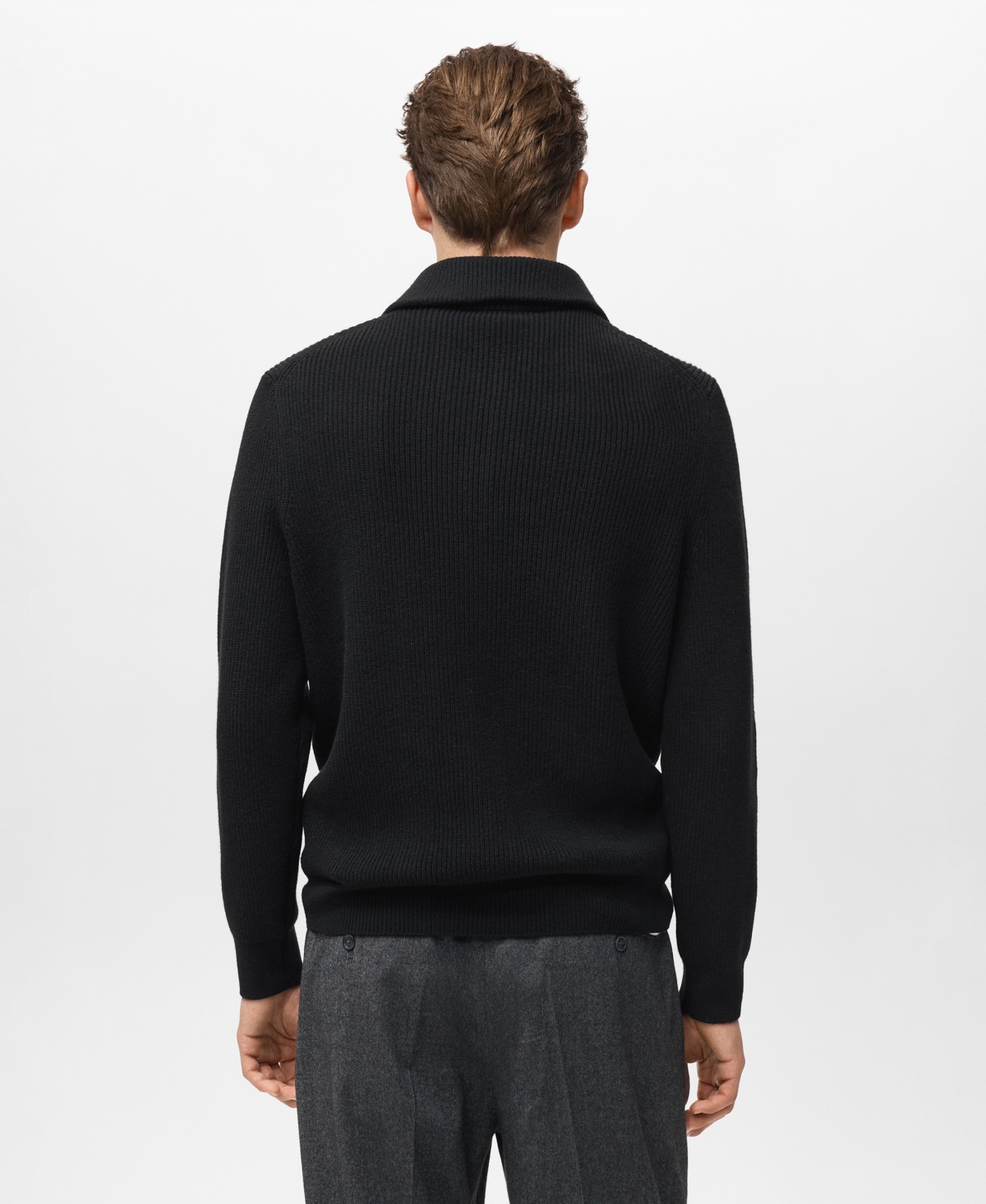 Mango Men's Zip Collar Knitted Sweater