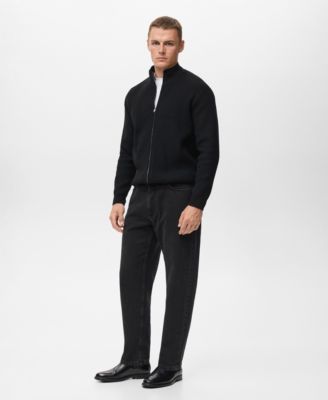 Men's Ribbed-Knit Zipper Cardigan