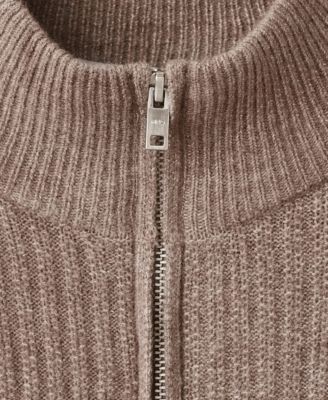 Men's Ribbed-Knit Zipper Cardigan