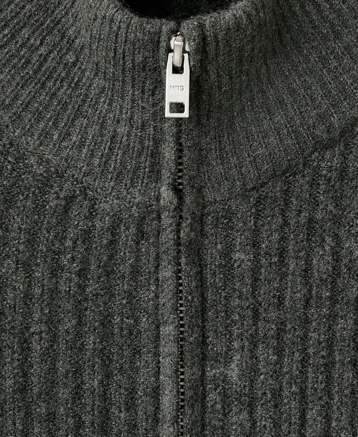 Mango Men's Ribbed-Knit Zipper Cardigan