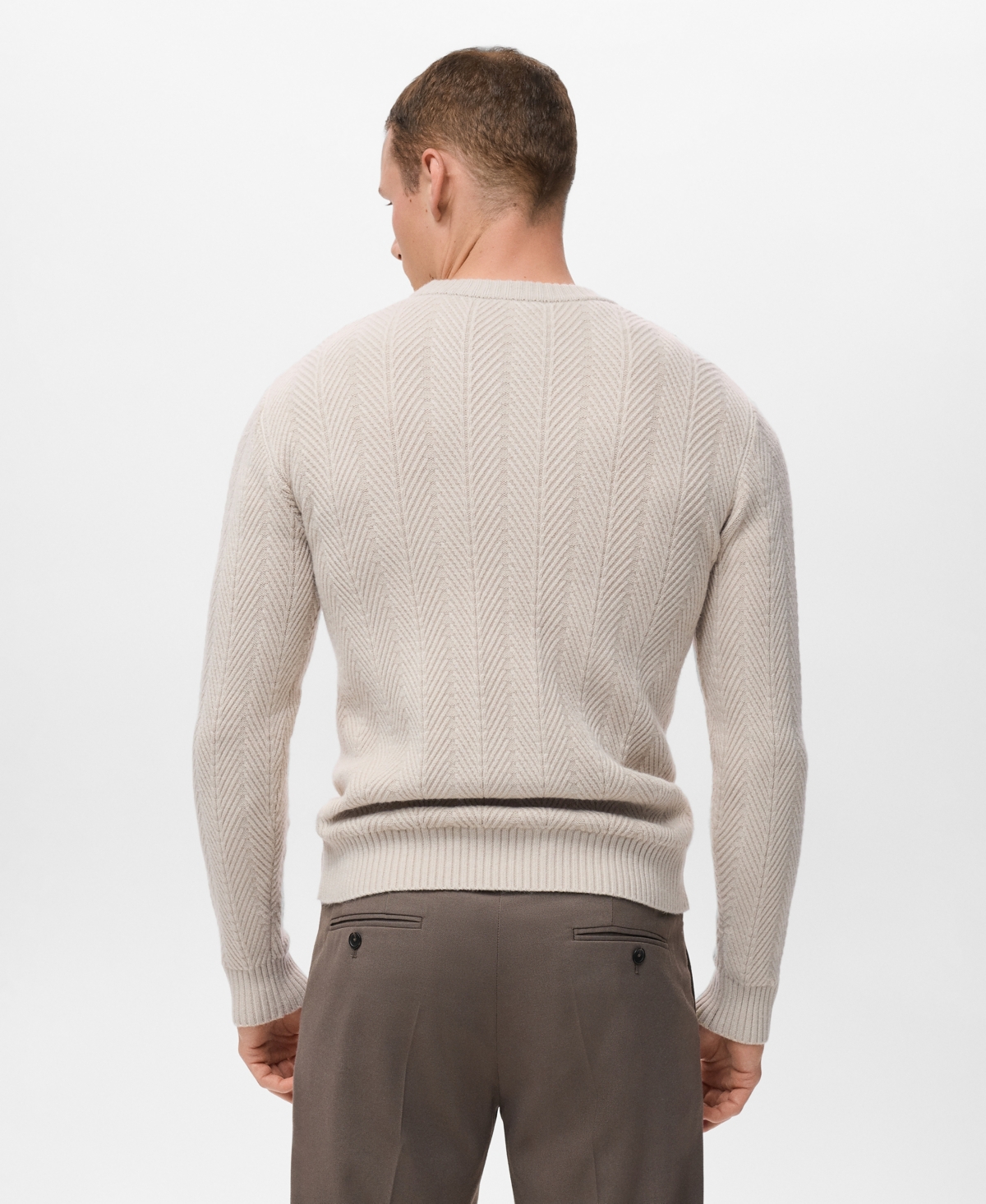 Mango Men's Herringbone Structured Sweater
