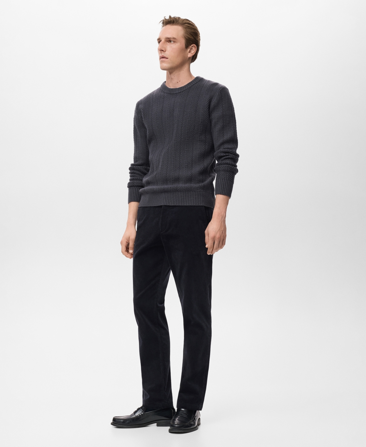 Mango Men's Herringbone Structured Sweater