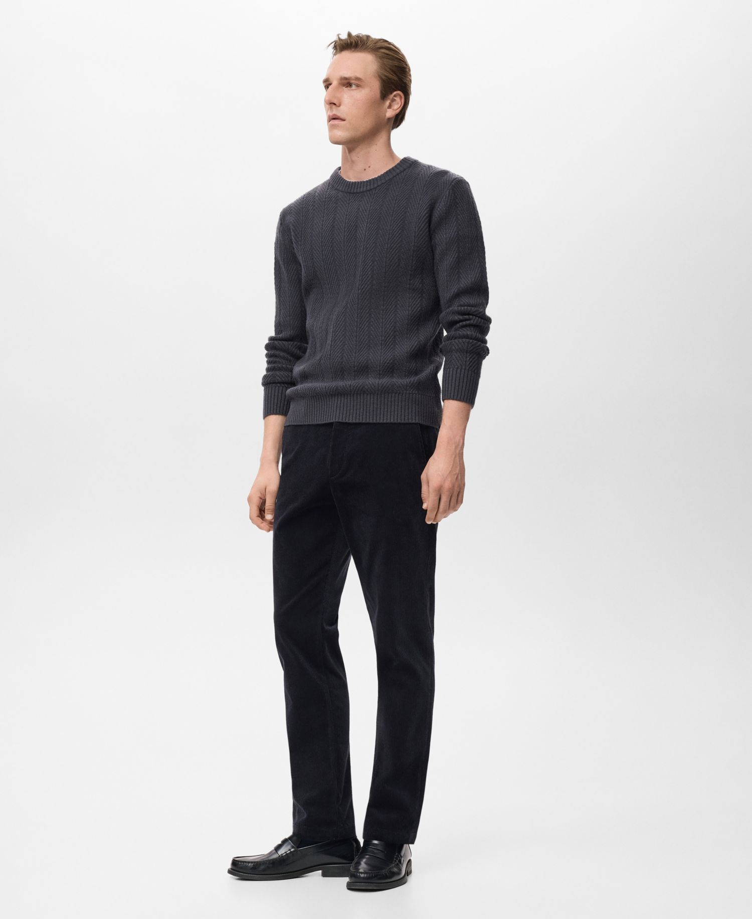 Men's Herringbone Structured Sweater