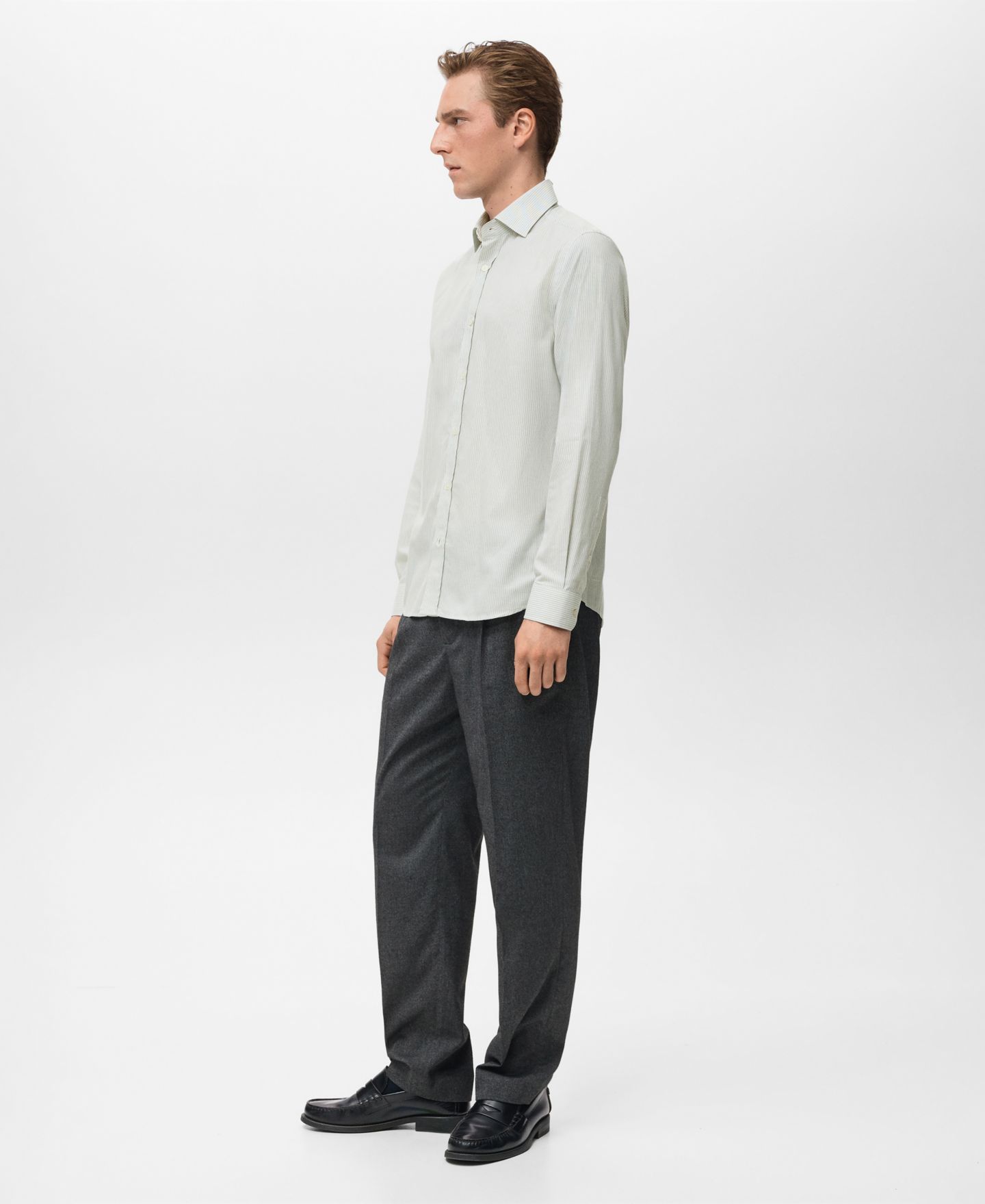 Мужская рубашка Mango Regular Cotton, цвет: Зелёный — фото 5