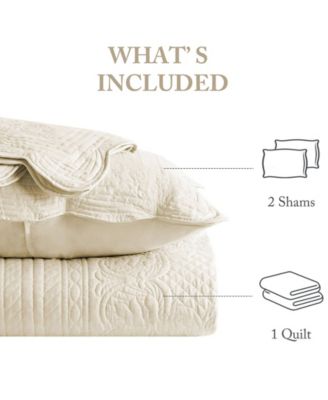 Tuscany Reversible Scalloped Edge 3-Pc. Quilt Set, Full/Queen