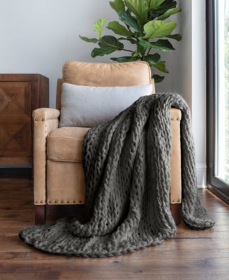 Oversized Chunky Hand-knit Throw, 59" x 47"