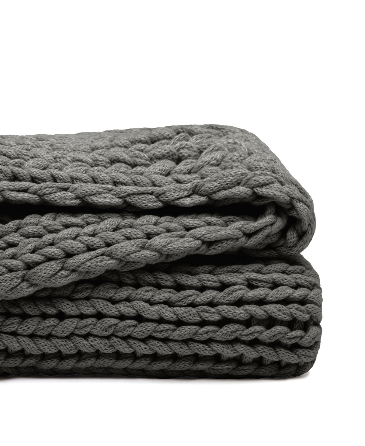 Ienjoy Home Eucalyptus Oversized Chunky Hand-knit Throw, 59" X 47" In Gray