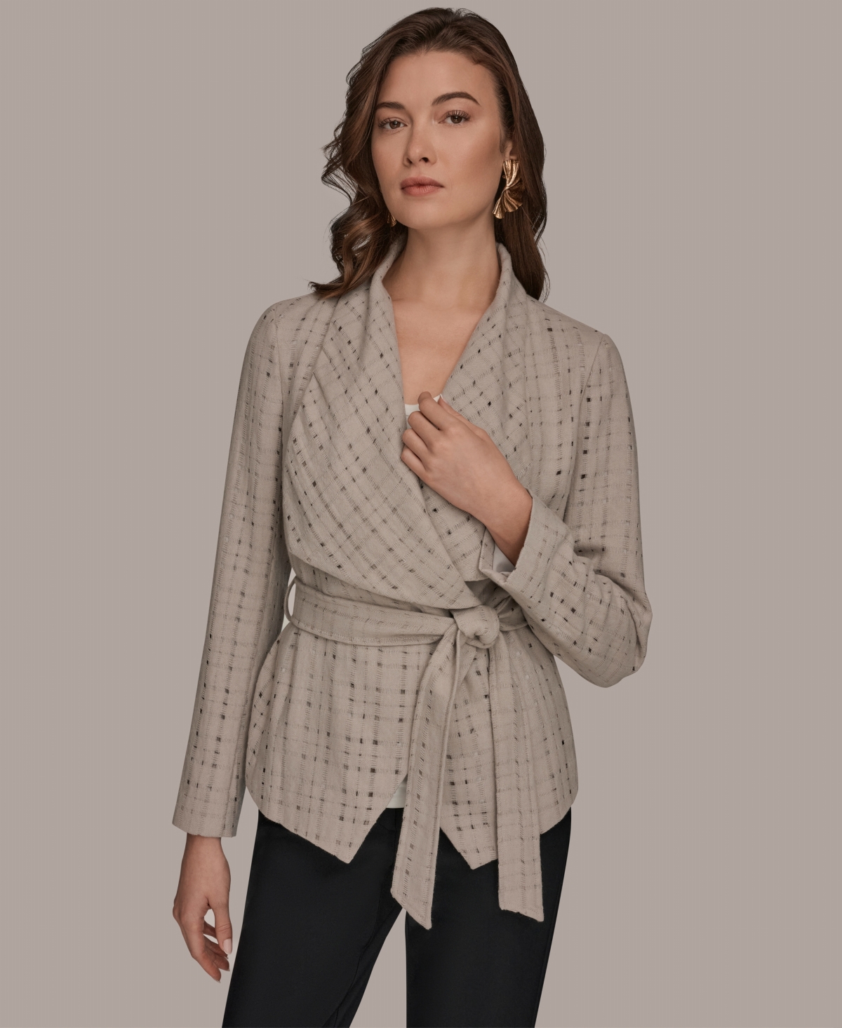 Donna Karan Women's Wrap Jacket With Belt In Neutral