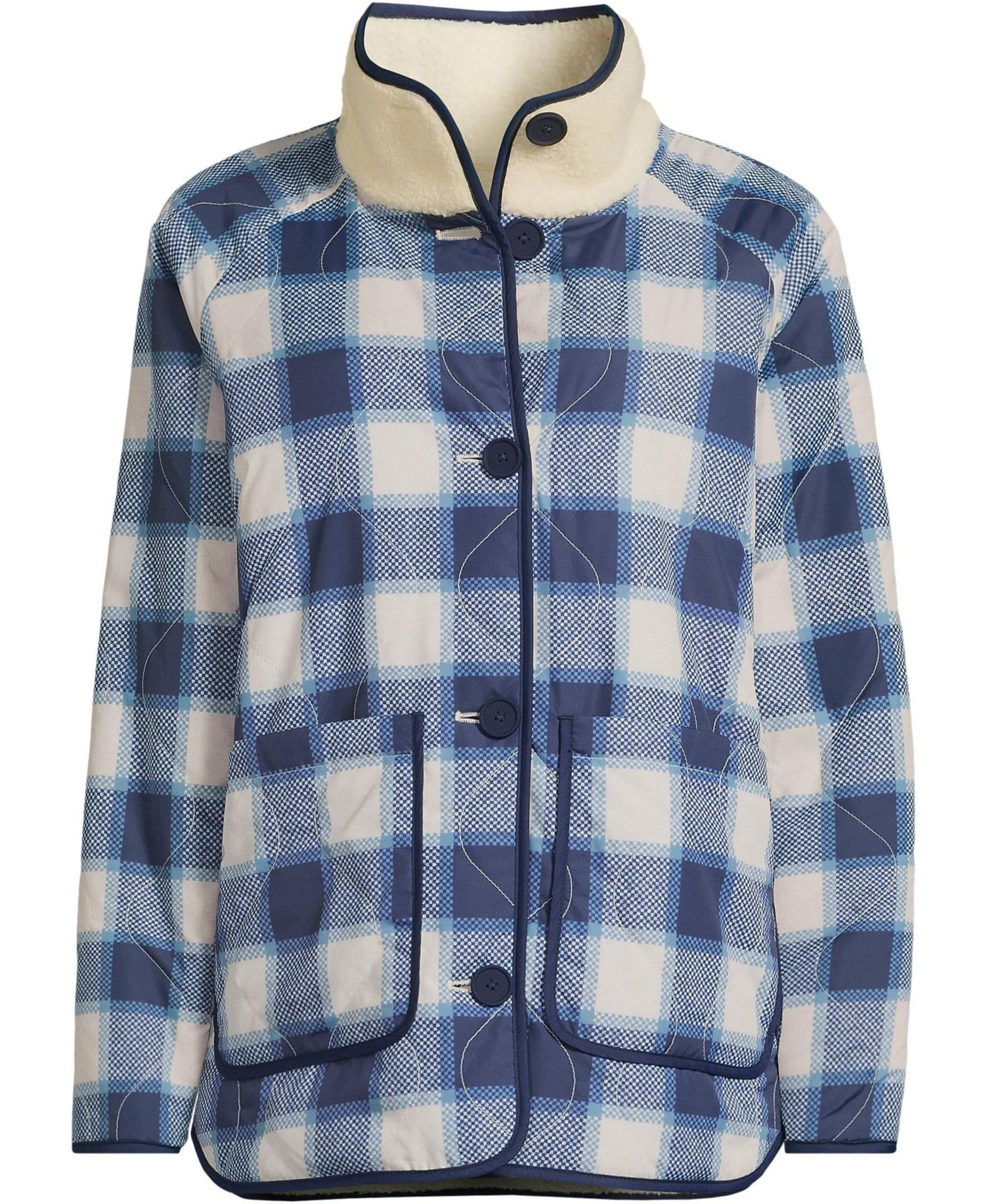 Plus Size High Pile Fleece Reversible Mixed Media Long Jacket