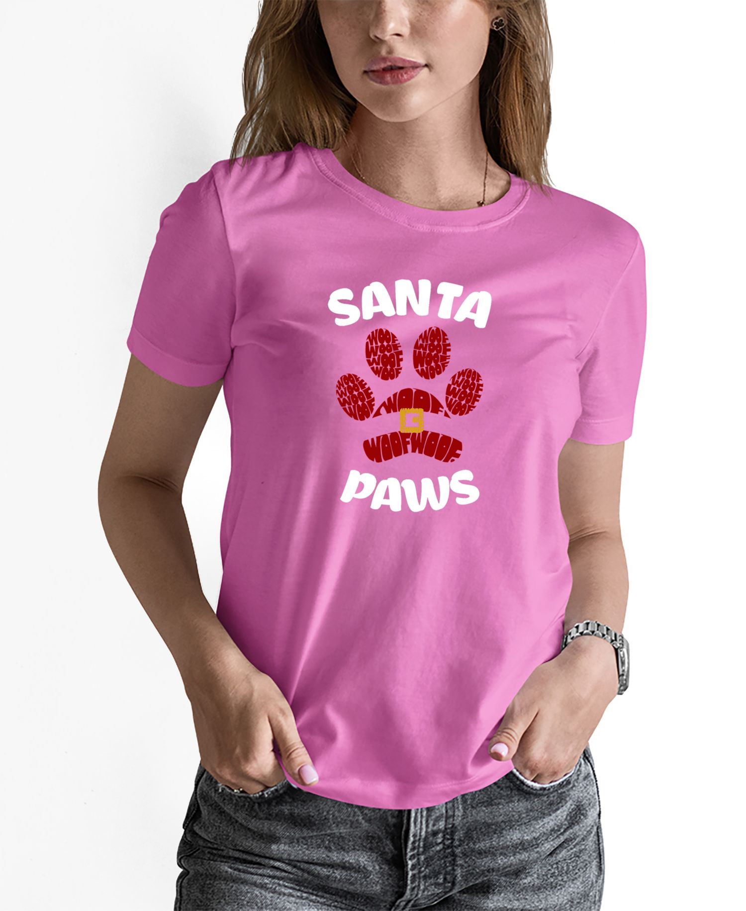 Women's Santa Paws Word Art Long-Sleeve T-Shirt