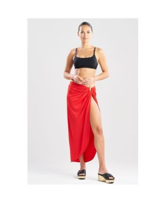 Women's Solid Jersey Pareo w/ Hammered Brass Ring