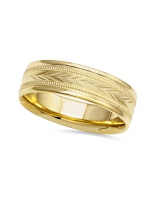 Men's Engraved Wedding Band in 14k Gold