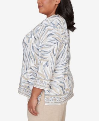 Plus Size Comfort & Joy Square Neck Animal Print Border Top