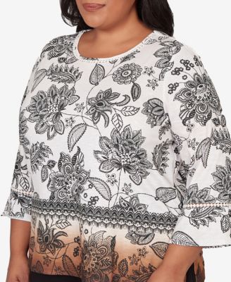 Plus Size Seville Ombre Floral Crew Neck Top