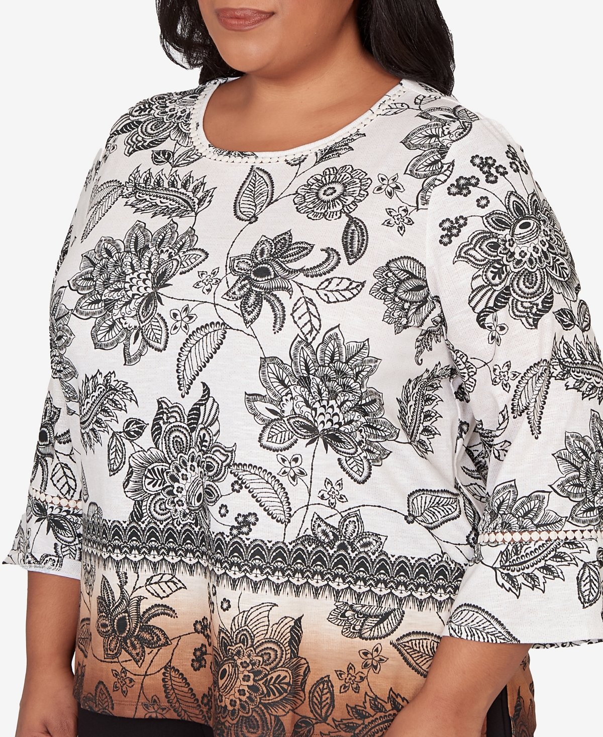 Alfred Dunner Plus Seville Ombre Floral Crew Neck Top