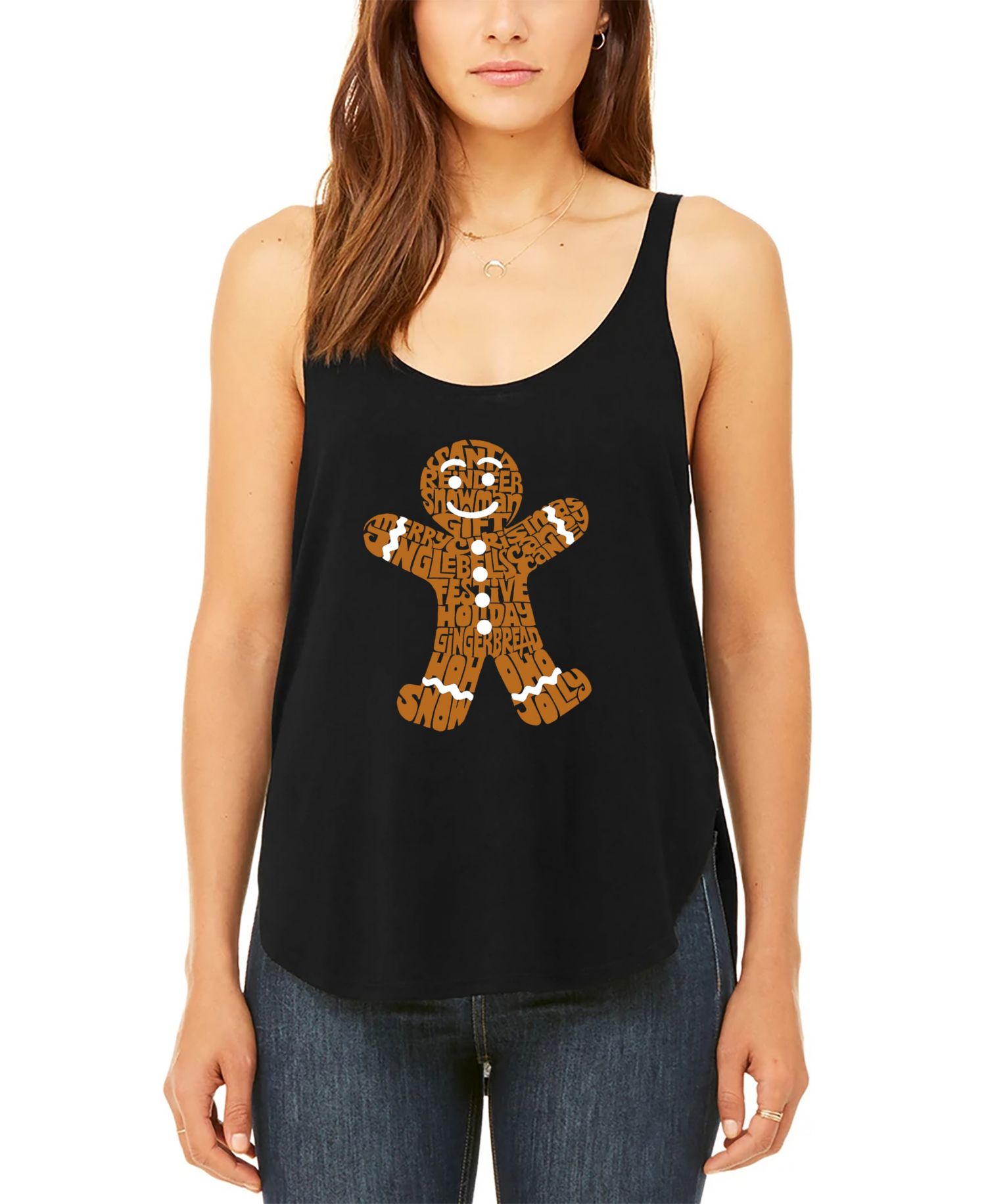 Women's Gingerbread Premium Word Art Flowy Tank Top