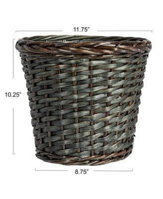 Handwoven Willow Waste Basket with Plastic Liner, Brown