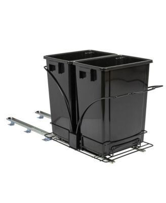 Glidez Steel Pull-Out Double 9 Gallon Plastic Trash Cans, Black