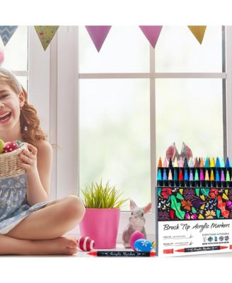 36 Colors Acrylic Paint Pens, Double Tip Waterproof Markers for Rock Painting, Canvas, Wood, Glass, Ceramic and Art Painting Supplies Kit