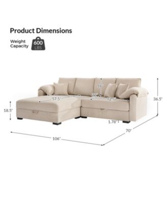 Brandee 2 - Piece Reversible Corduroy Sectional Sofa Chaise with Storage