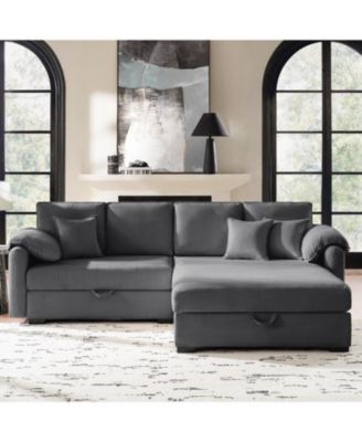 Brandee 2 - Piece Reversible Corduroy Sectional Sofa Chaise with Storage
