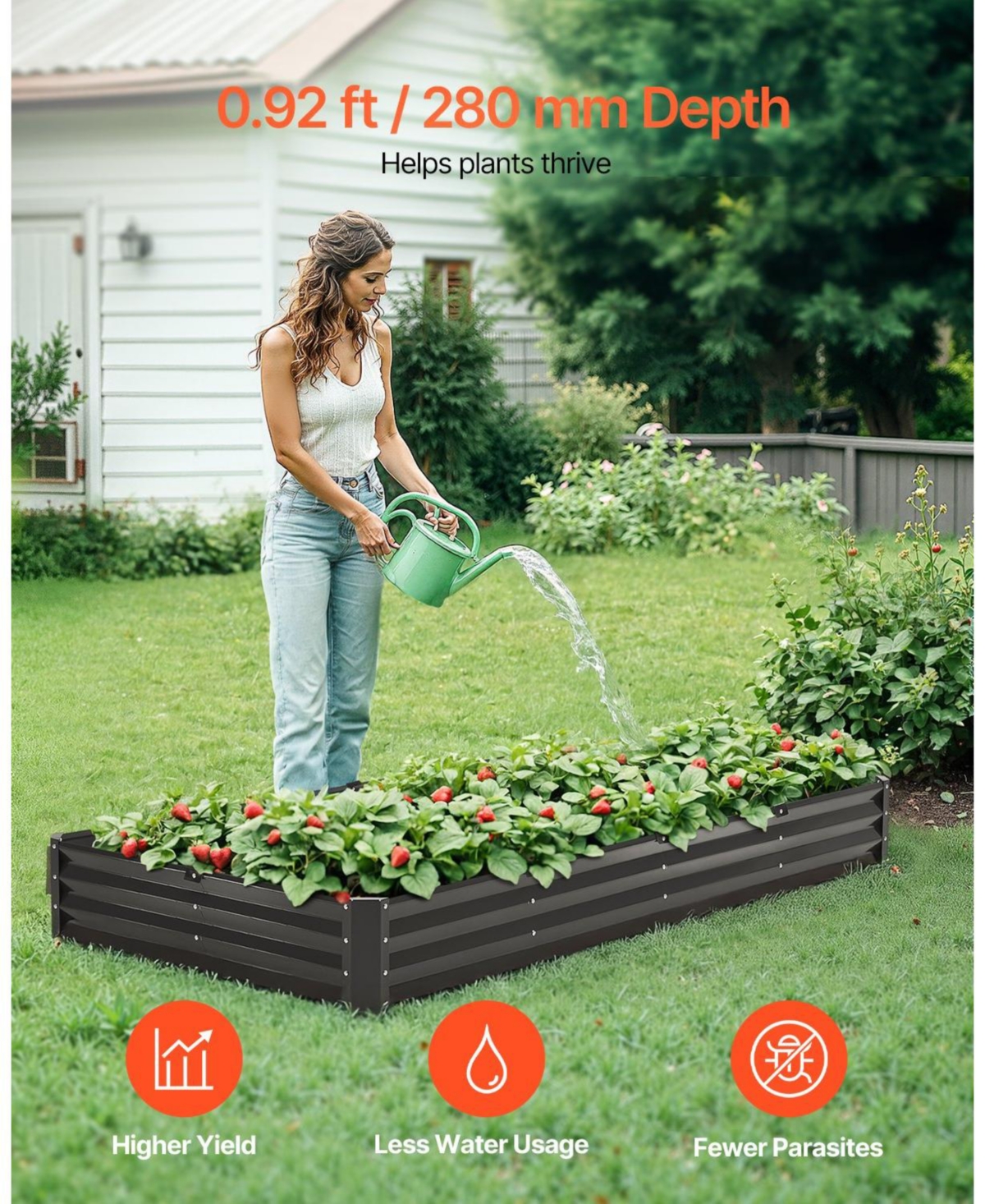 Slickblue Metal Raised Garden Bed, Galvanized Outdoor Planter Box