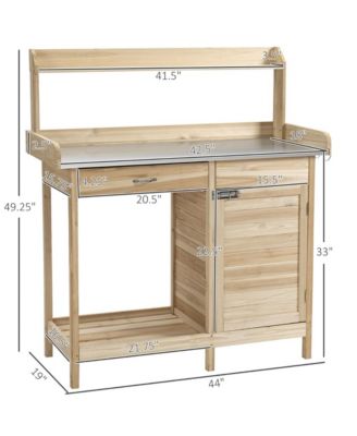 Wooden Potting Bench with Open Shelf Storage for Gardening Needs