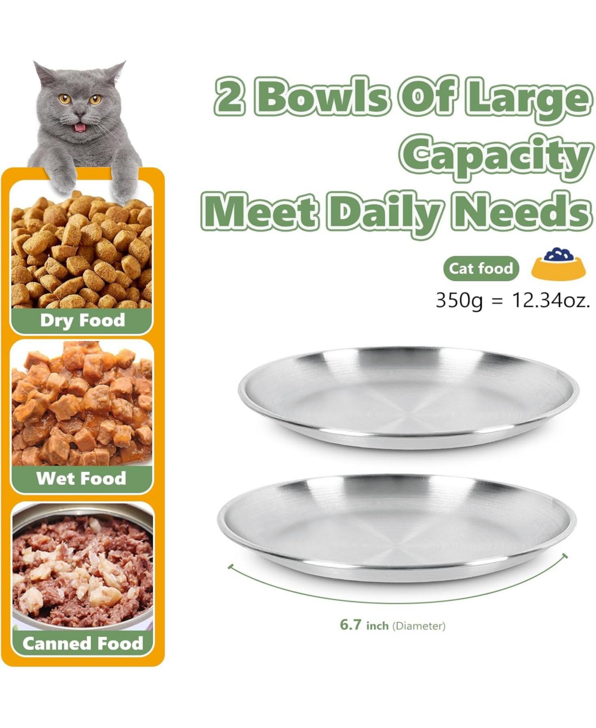 4 Pack Stainless Steel Cat Food Bowls Shallow Whisker Friendly Non Slip Silicone Base Easy Clean Indoor Feeding Dishes 67 Inch