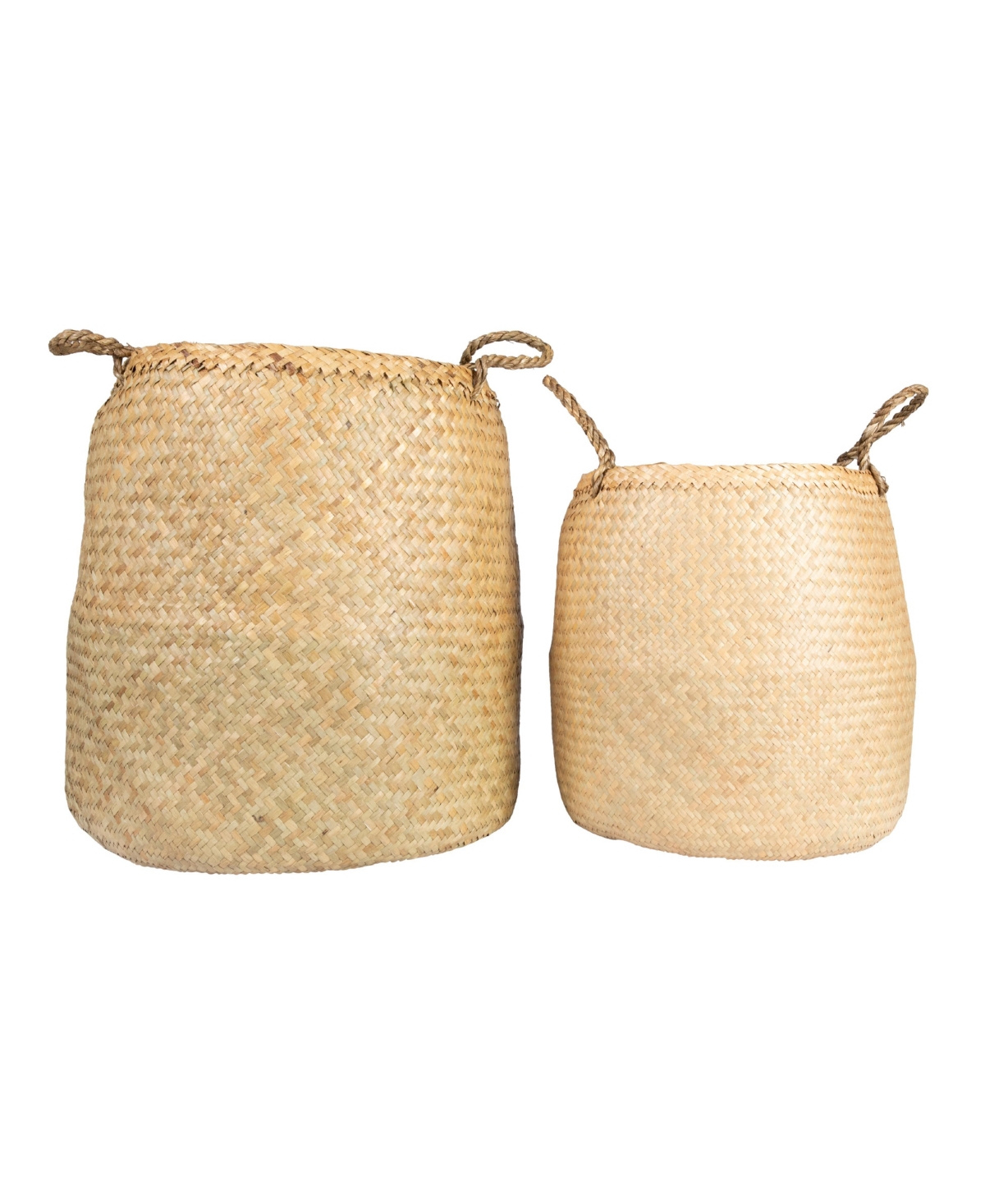 Storied Home Set of 2 Round Seagrass Storage Baskets with Handles