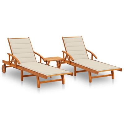 Sun Lounger   Solid acacia wood Standard Foldable
