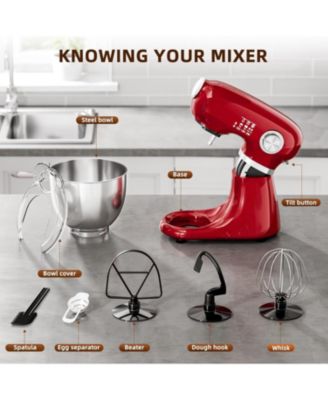 Stand Mixer, 12 Speeds Tilt-Head Electric Commercial Stand Mixer, 3-In-1 Kitchen Mixer with Bowl, Dough Hook, Whisk and Beater