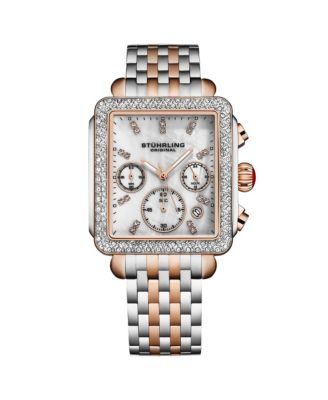 Womens 4083 Bezel Chronograph Watch with Mother of Pearl Dial and Silver Bracelet Watches