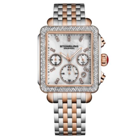 Женские часы-хронограф Stuhrling 4083 с перламутровым циферблатом, цвет: Розовый