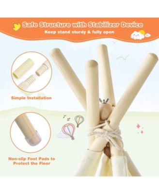 Kids Teepee Play Tent with Wooden Poles & Window