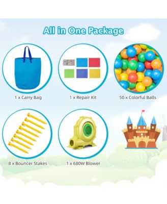 Baseball-Themed Inflatable Bounce House with Ball Pit, Ocean Balls, and 735W Blower