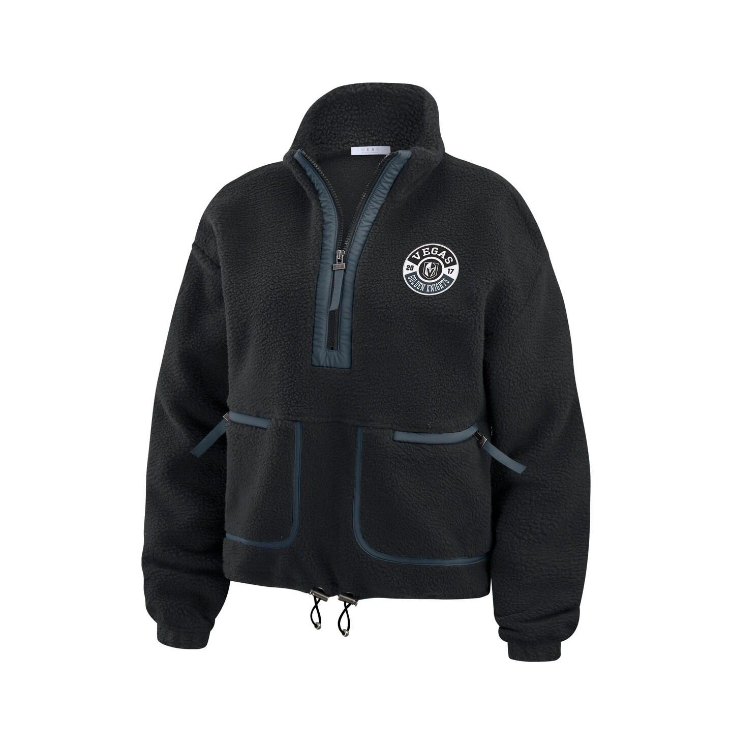 Женская куртка WEAR by Erin Andrews Black Vegas Golden Knights Polar Fleece Half-Zip — фото 2