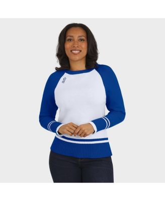 Women's White/Royal Buffalo Bills Color Block Raglan Sweater