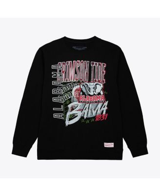 Men's Black Alabama Crimson Tide Half Time Fleece Crewneck Sweatshirt