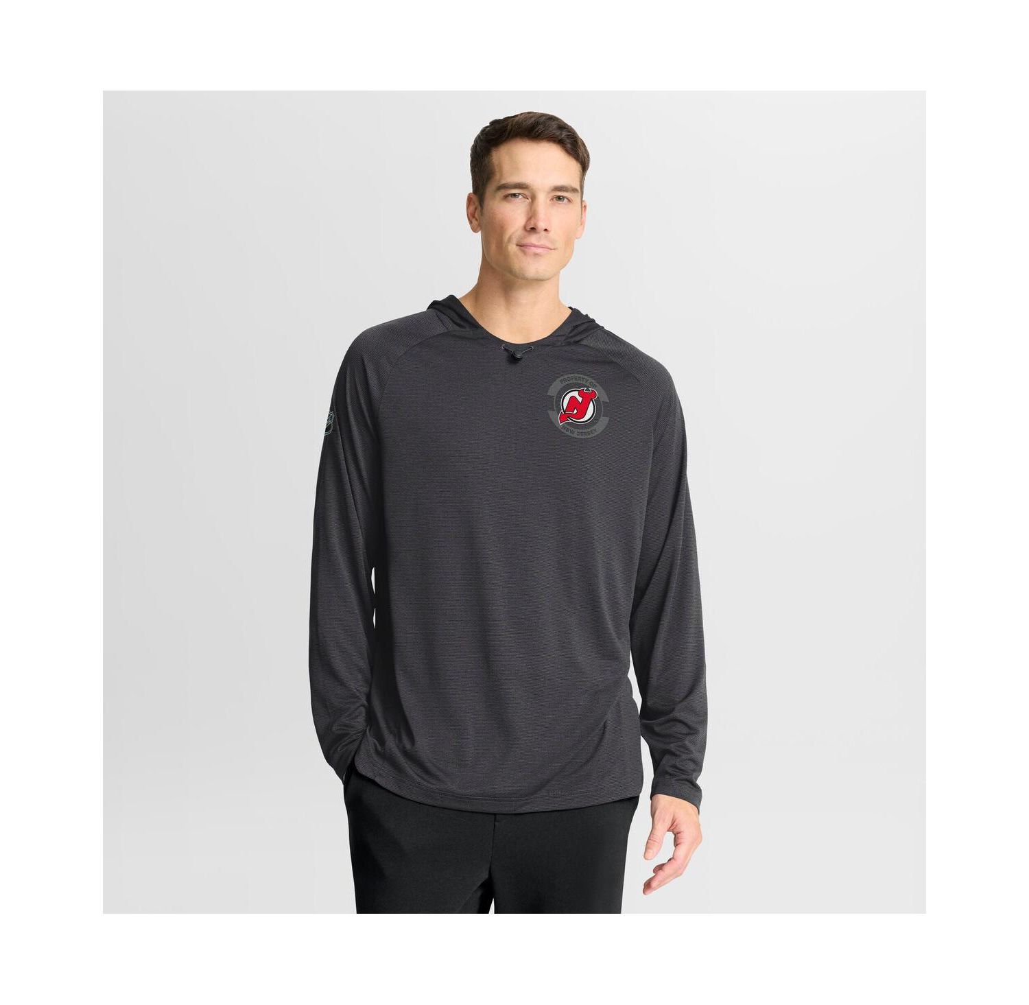 Men's Charcoal New Jersey Devils Authentic Pro Rink Raglan Hoodie