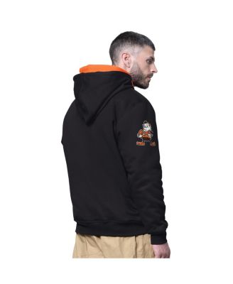 Men's Black Cleveland Browns Big Shot Throwback Full-Zip Double Hooded Jacket