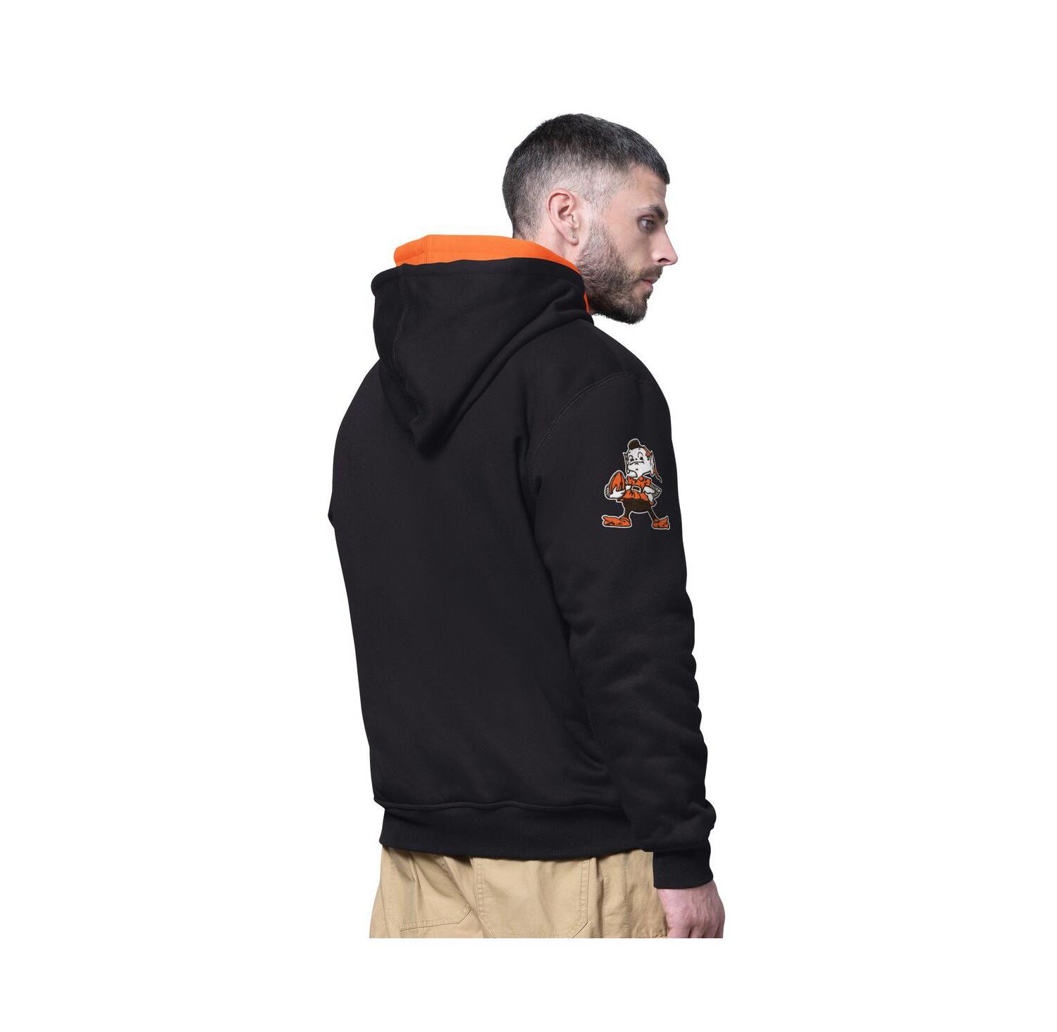 Men's Black Cleveland Browns Big Shot Throwback Full-Zip Double Hooded Jacket