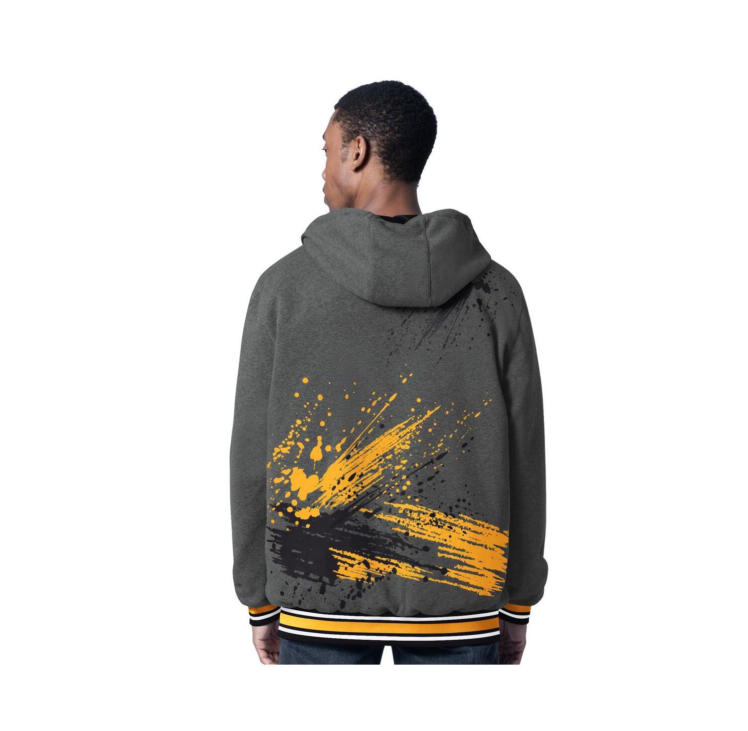 Men's Black/Charcoal Pittsburgh Steelers Dual Threat Reversable Full-Zip Hooded Jacket