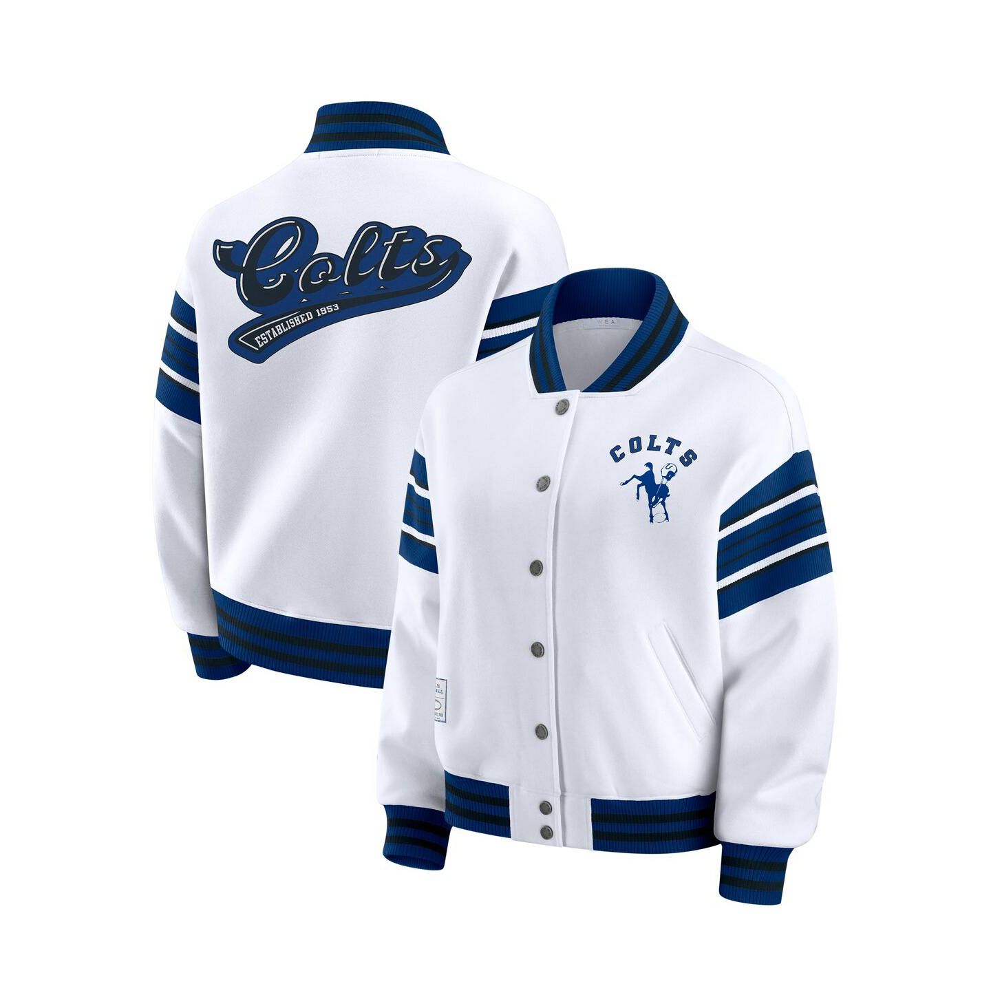 Женская куртка WEAR by Erin Andrews White Indianapolis Colts Plus Size Full-Snap Fleece Sweatshirt — фото 1