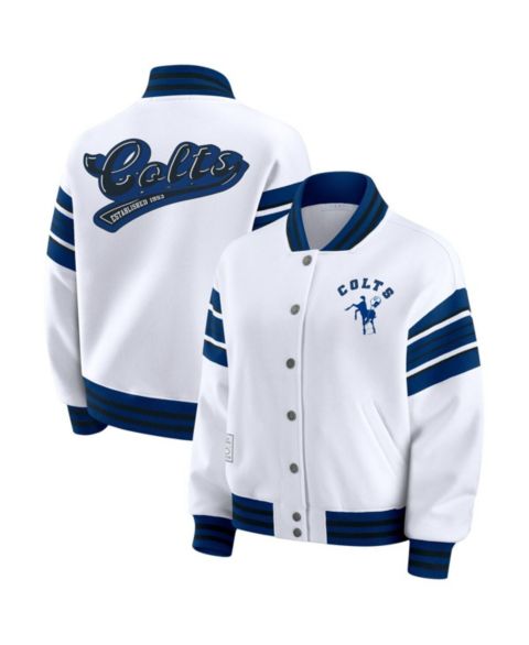 Женские худи WEAR by Erin Andrews Women's White Indianapolis Colts Plus Size Full-Snap Fleece Sweatshirt Jacket
